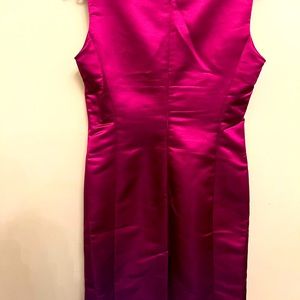 Armani Collezioni Satin Sheath Shift Dress Magenta
